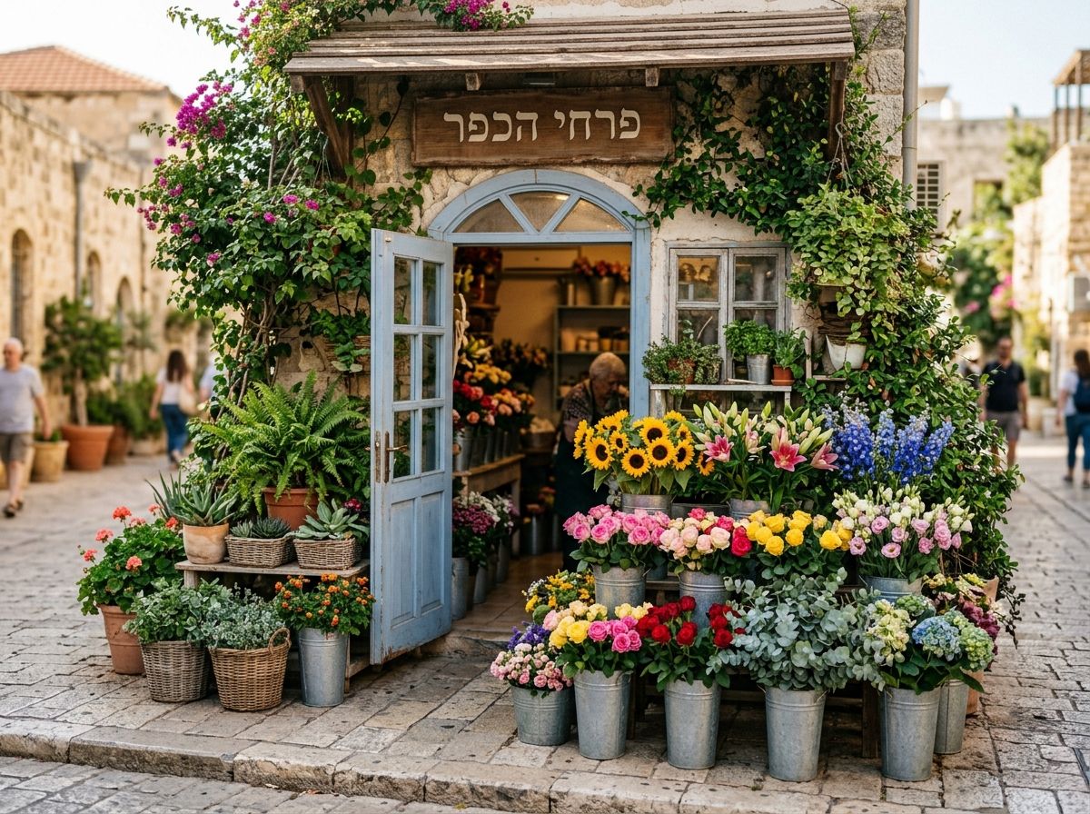 החנות, דליים של פרחים טריים על המדרכה